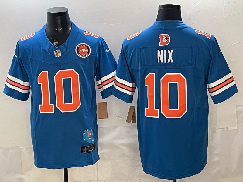 Men 2026 Denver Broncos #10 Nix blue 4th generations Throwback Nike Limited NFL Jersey 03